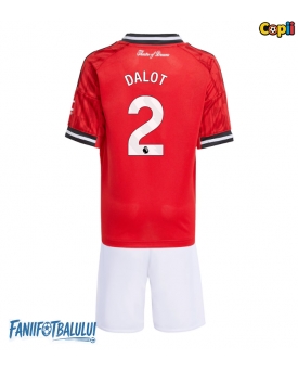 Manchester United Diogo Dalot #2 Echipament de Fotbal Replică 2025-26 Copii Acasa (+ Șorturi)